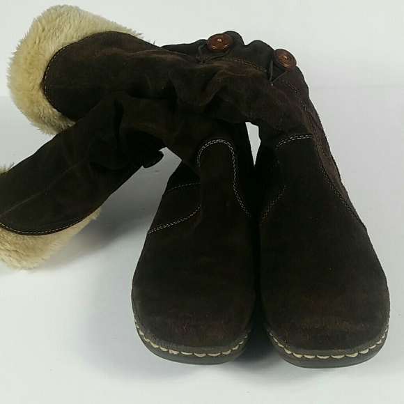 BareTraps Boots Esha Brown Suede Leather Faux Fur - Picture 4 of 8
